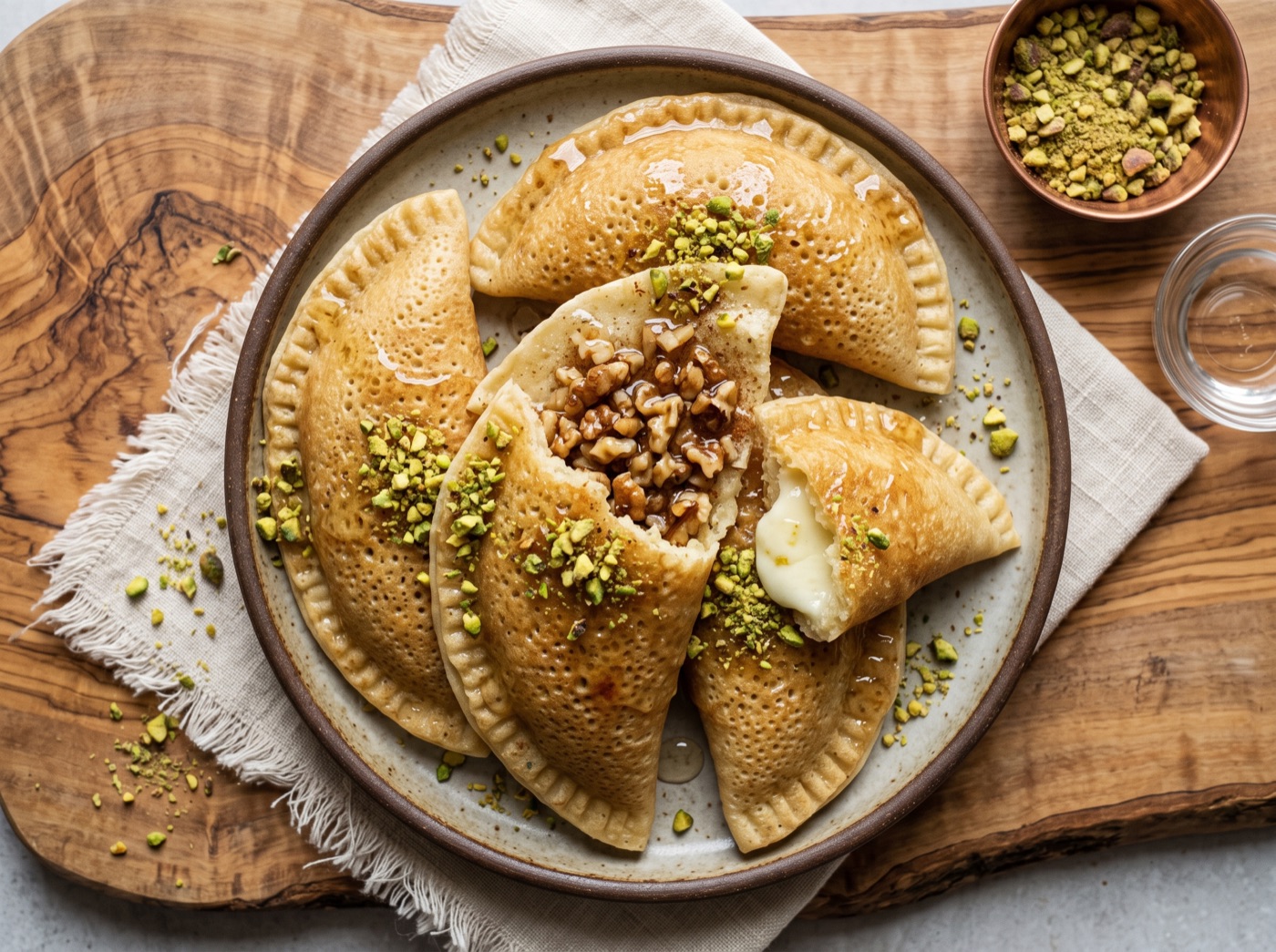 Qatayef, Stuffed Ramadan Pancakes in Sugar Syrup