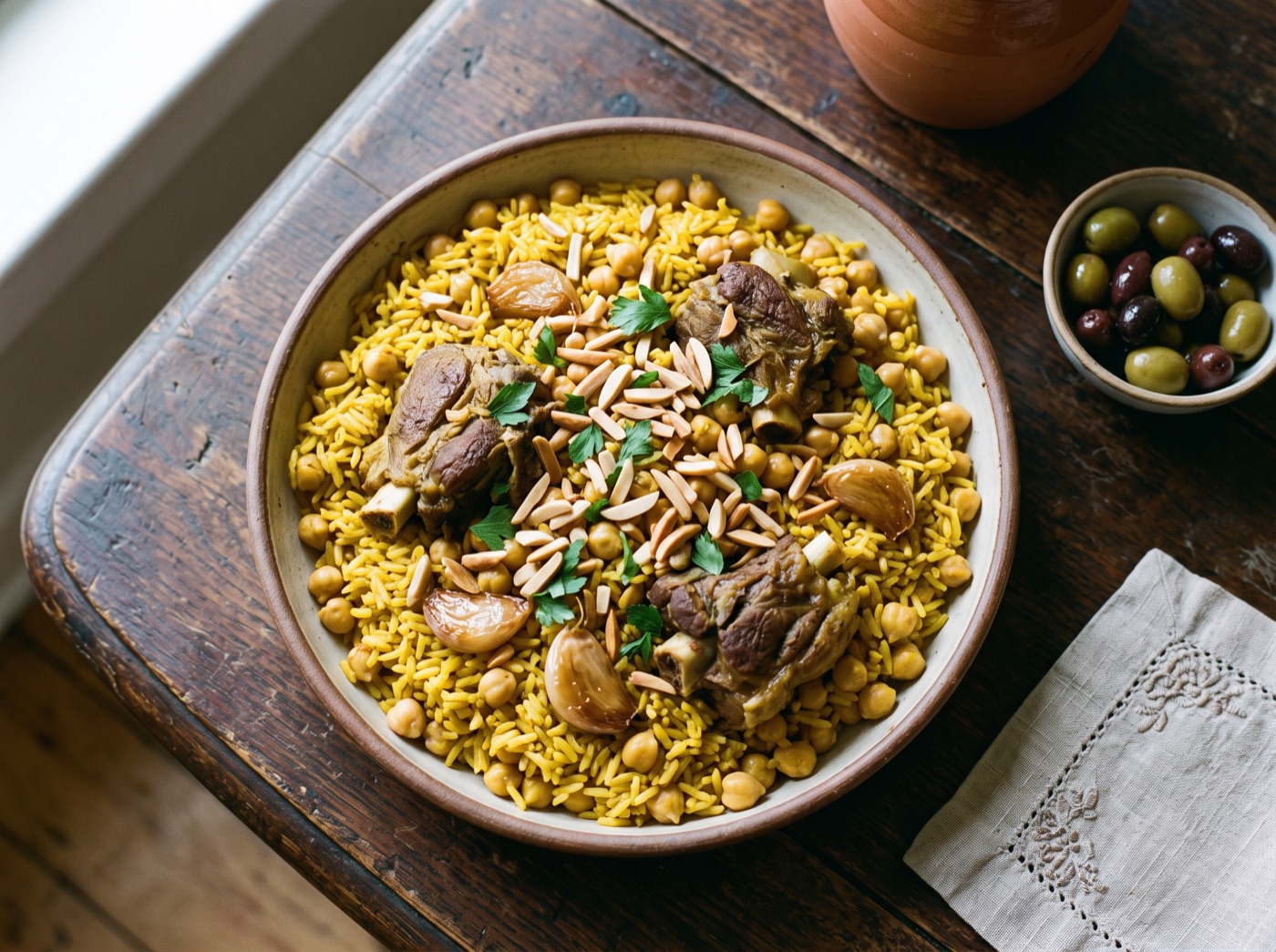 Qidreh, Hebron Spiced Rice with Lamb and Chickpeas