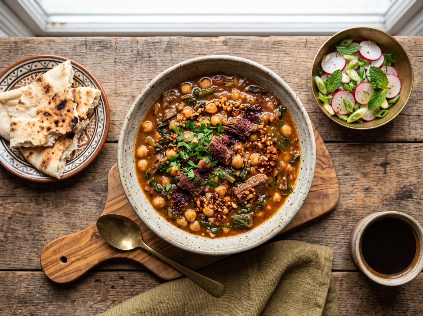 Sumaghiyyeh, Gaza Sumac, Chard and Chickpea Stew