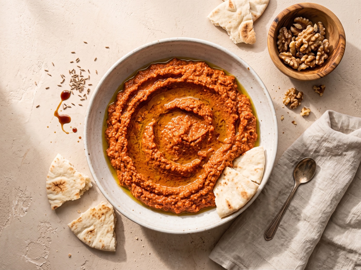 Muhammara, Roasted Red Pepper & Walnut Dip