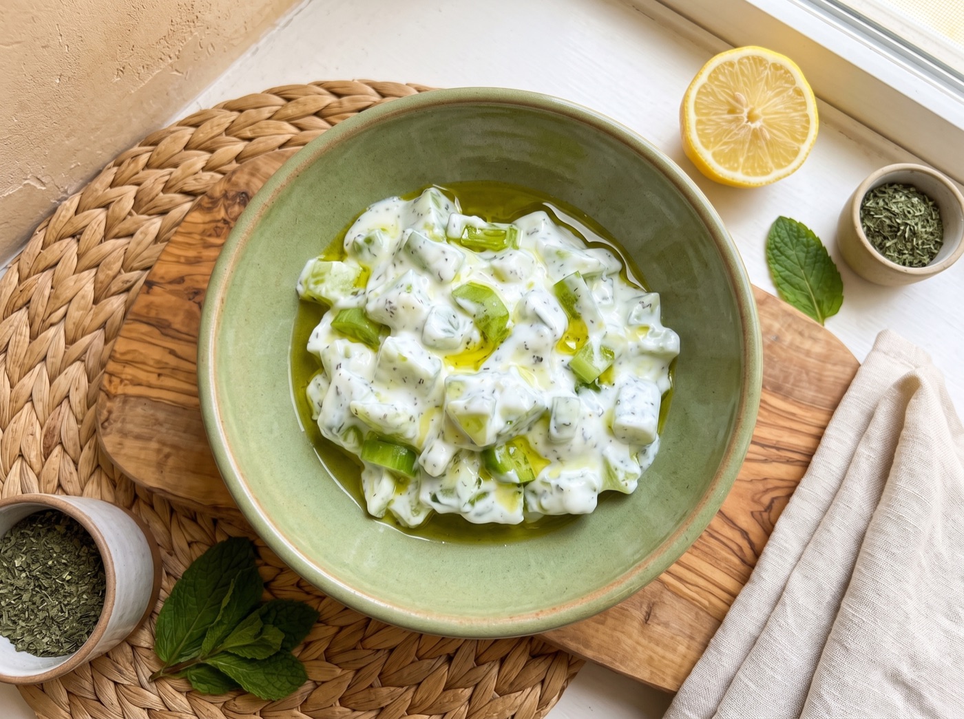 Salatet Khiar, Cucumber, Yogurt, and Mint Salad